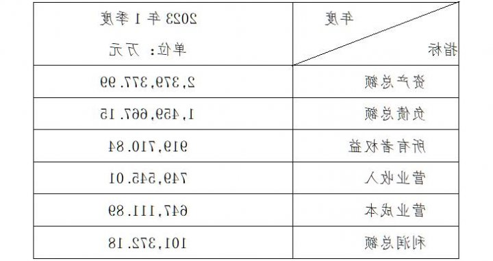 济宁矿业集团有限公司 2023年一季度主要财务信息公告